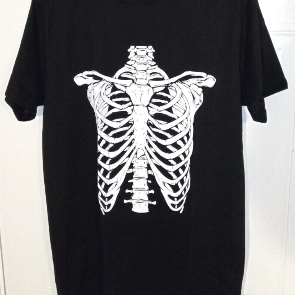 Novelty Black T-Shirt with Skeleton Design